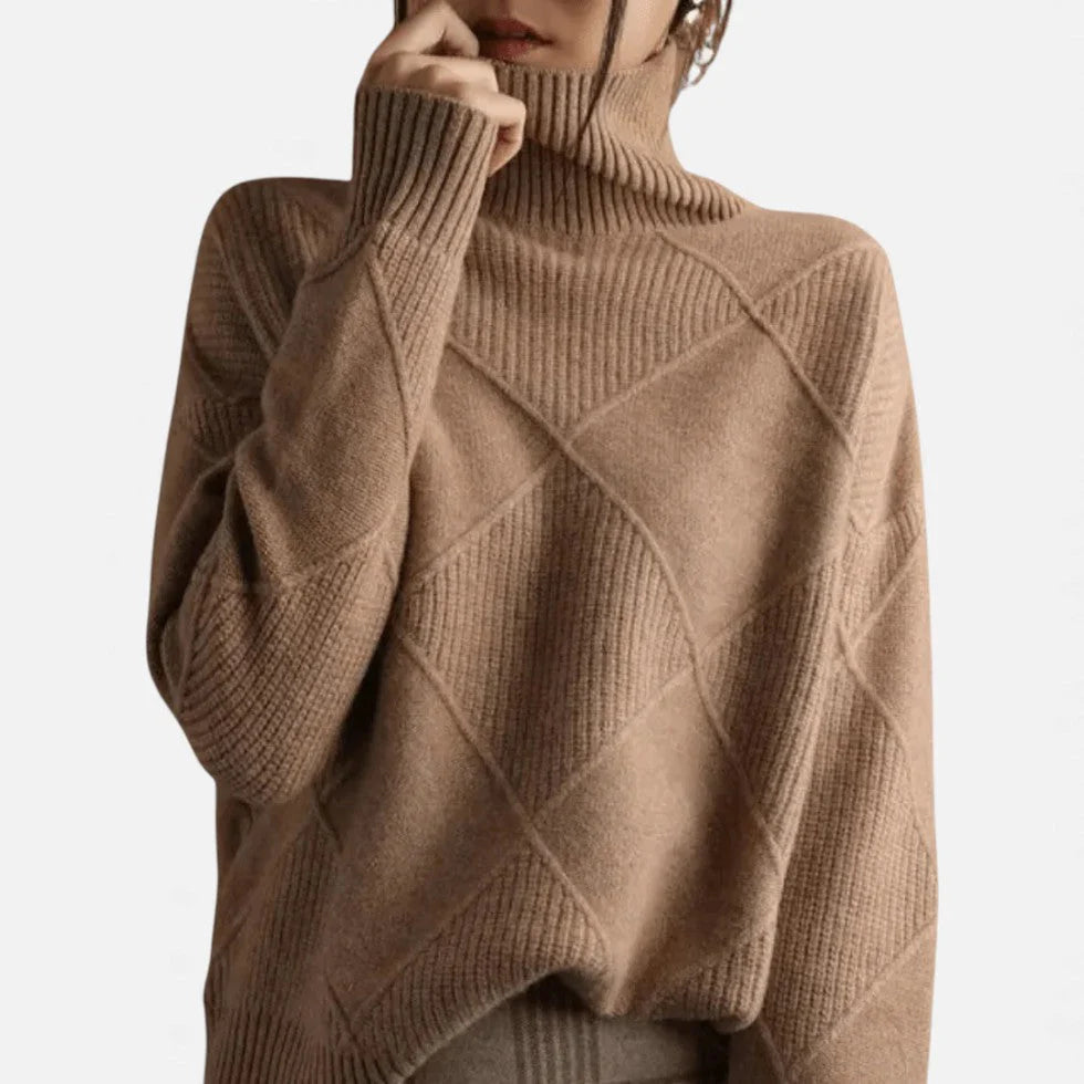 GLOWNIQ SoftForm™ Strukturierter Rollkragenpullover