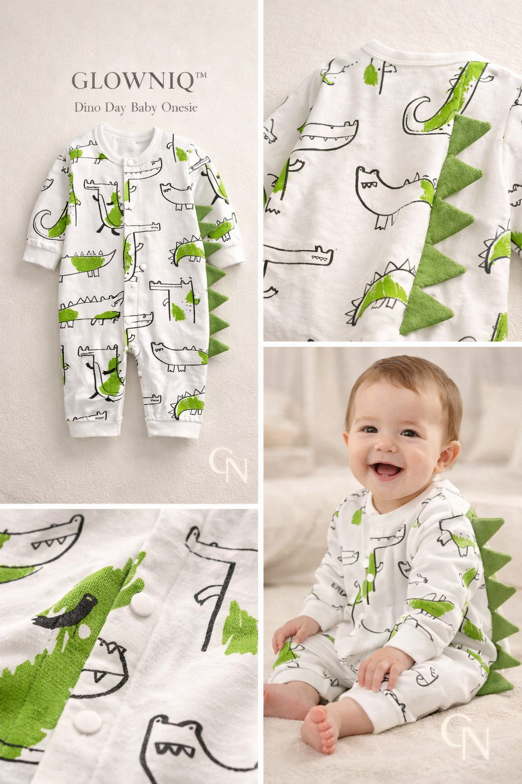 Glowniq™ Dino Day Baby-Strampler
