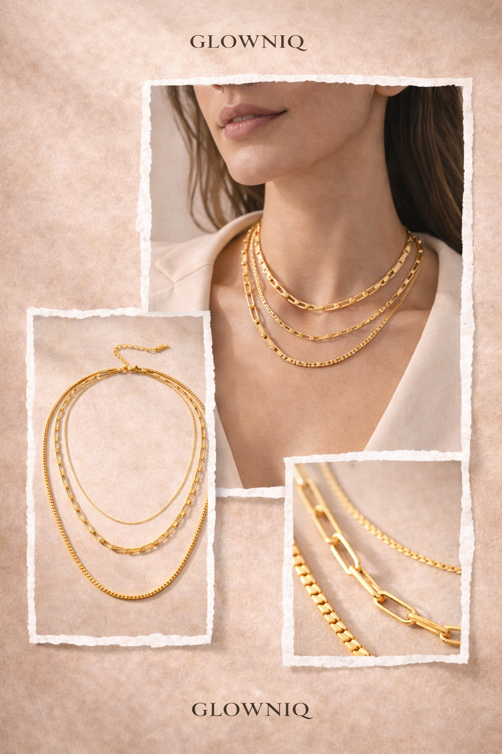GLOWNIQ Layered Chain Necklace Set