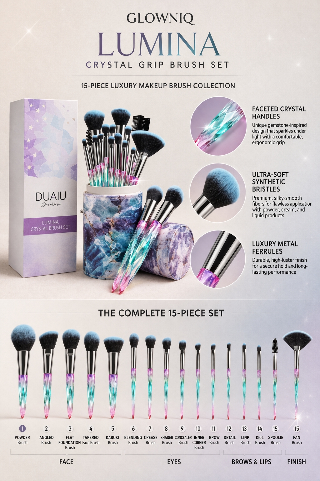 GLOWNIQ™ LUMINA Kristall-Pinselset