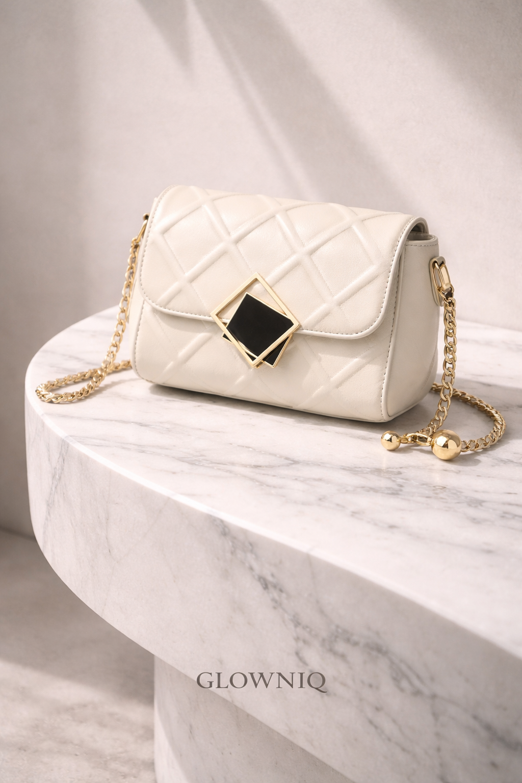 GLOWNIQ Gesteppte Luxe Leder-Umhängetasche