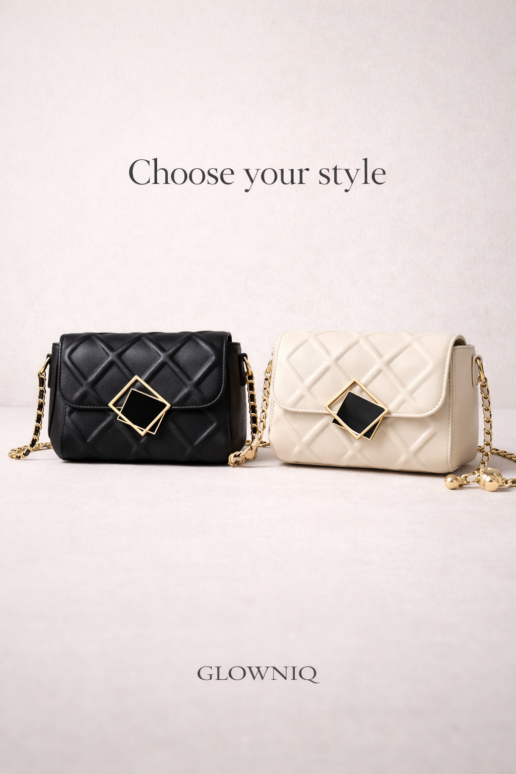 GLOWNIQ Gesteppte Luxe Leder-Umhängetasche