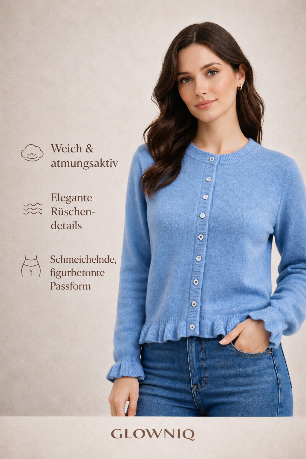 GLOWNIQ™ ÉLAN Ruffle Cardigan