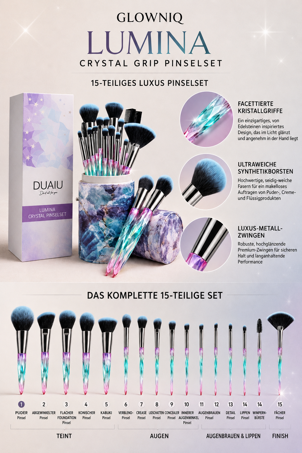 GLOWNIQ™ LUMINA Kristall-Pinselset