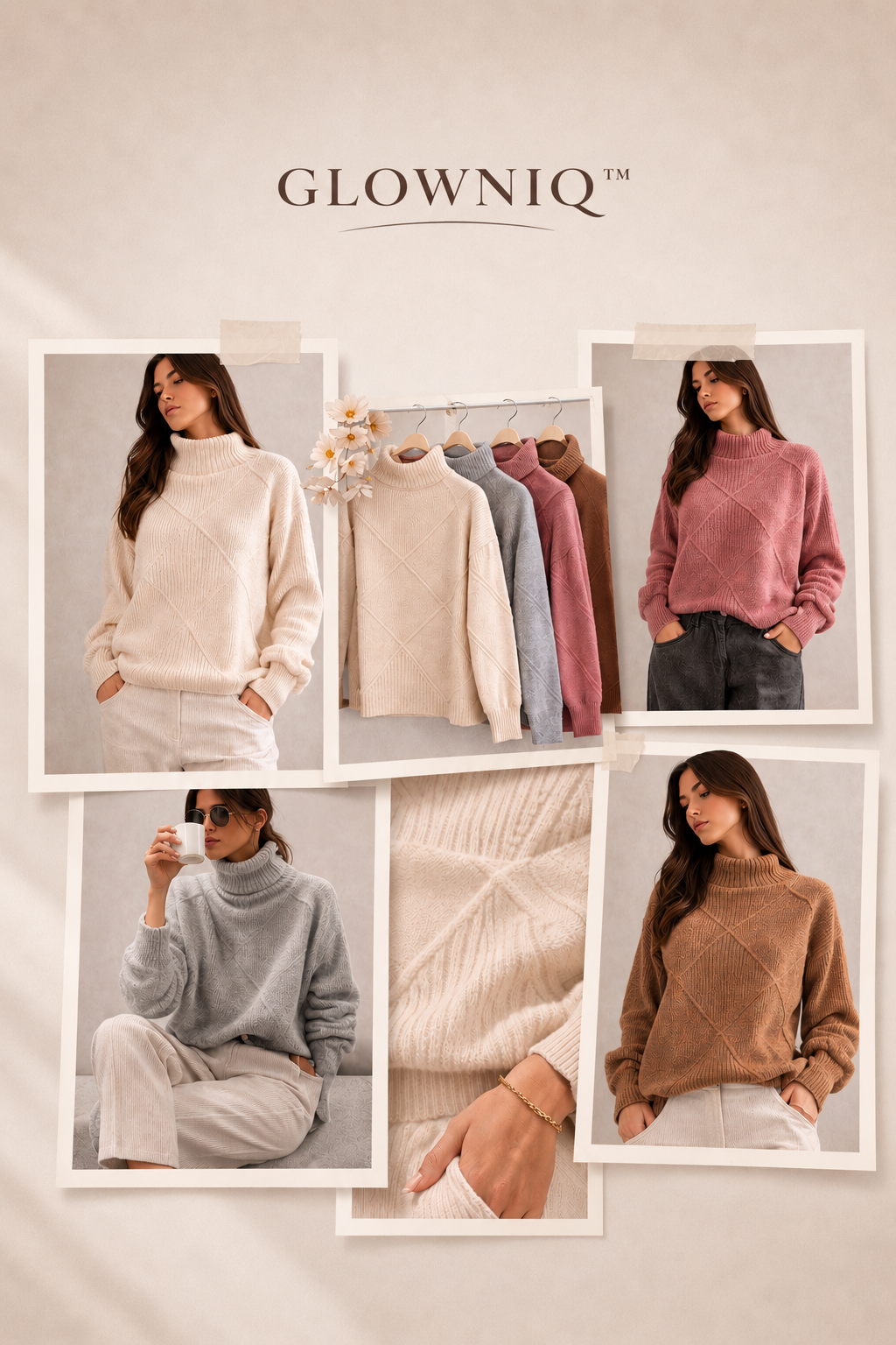 GLOWNIQ SoftForm™ Strukturierter Rollkragenpullover