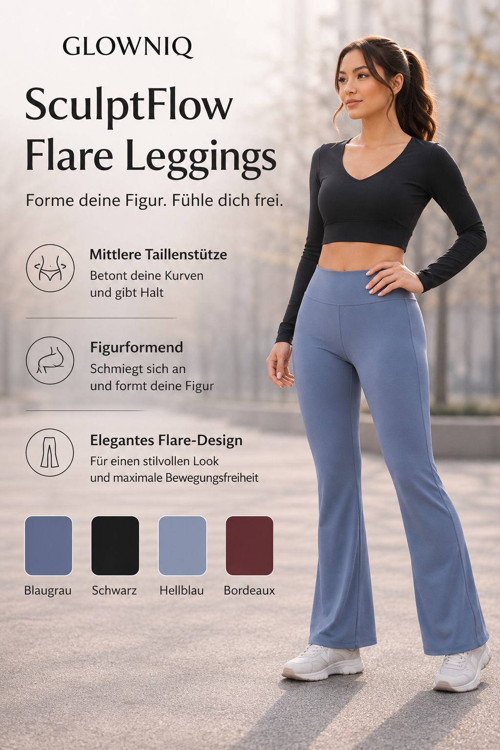 Glowniq™ CurveFlow Yoga-Hose mit Schlag
