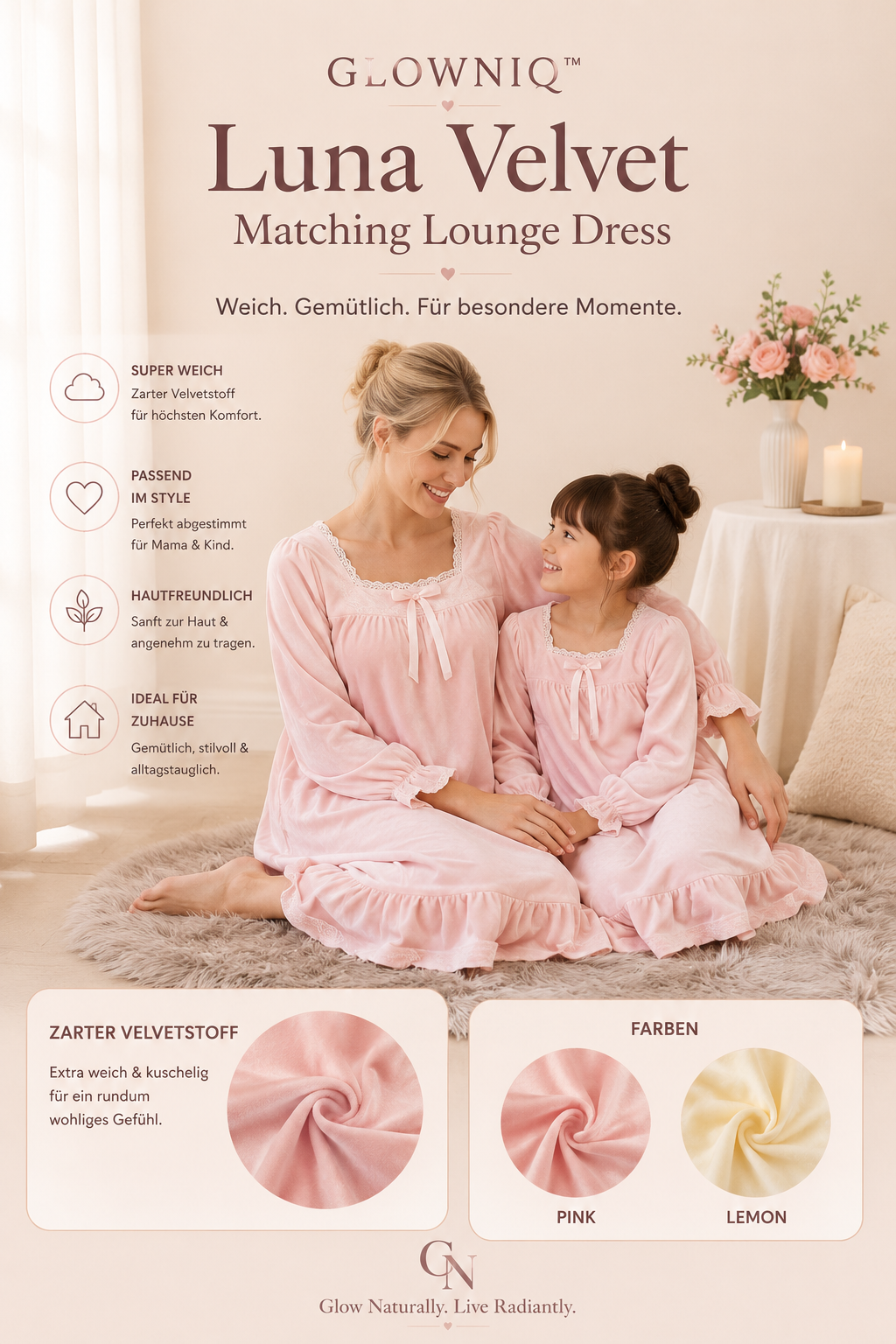 Glowniq™ Luna Velvet Lounge-Kleid im Partnerlook