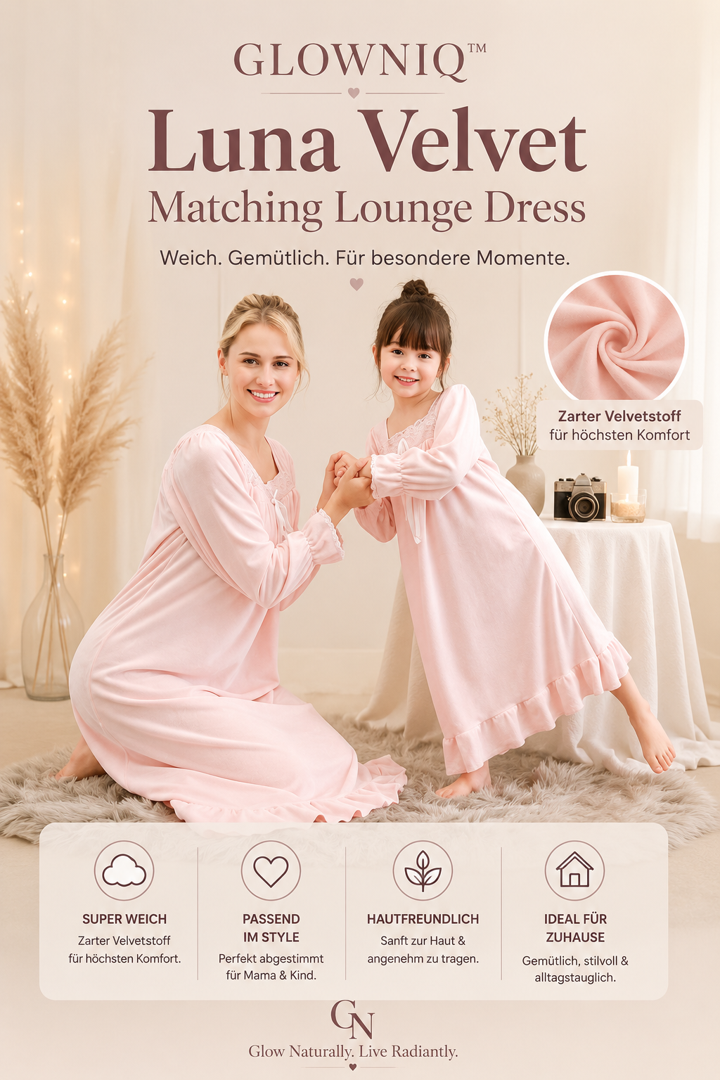 Glowniq™ Luna Velvet Lounge-Kleid im Partnerlook