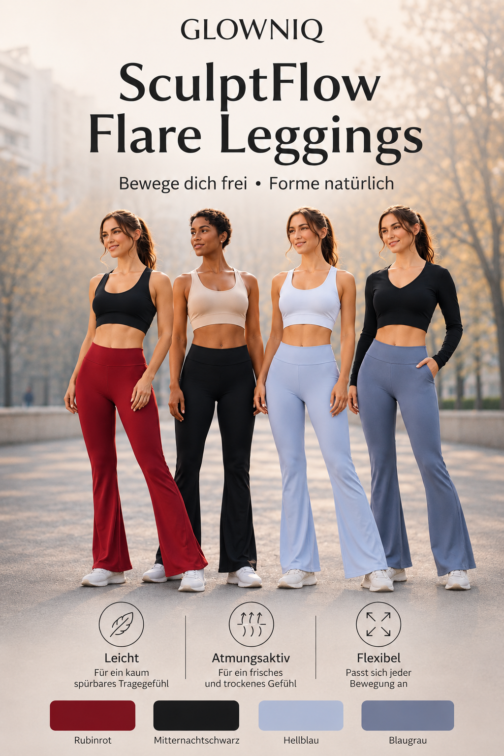 Glowniq™ CurveFlow Yoga-Hose mit Schlag