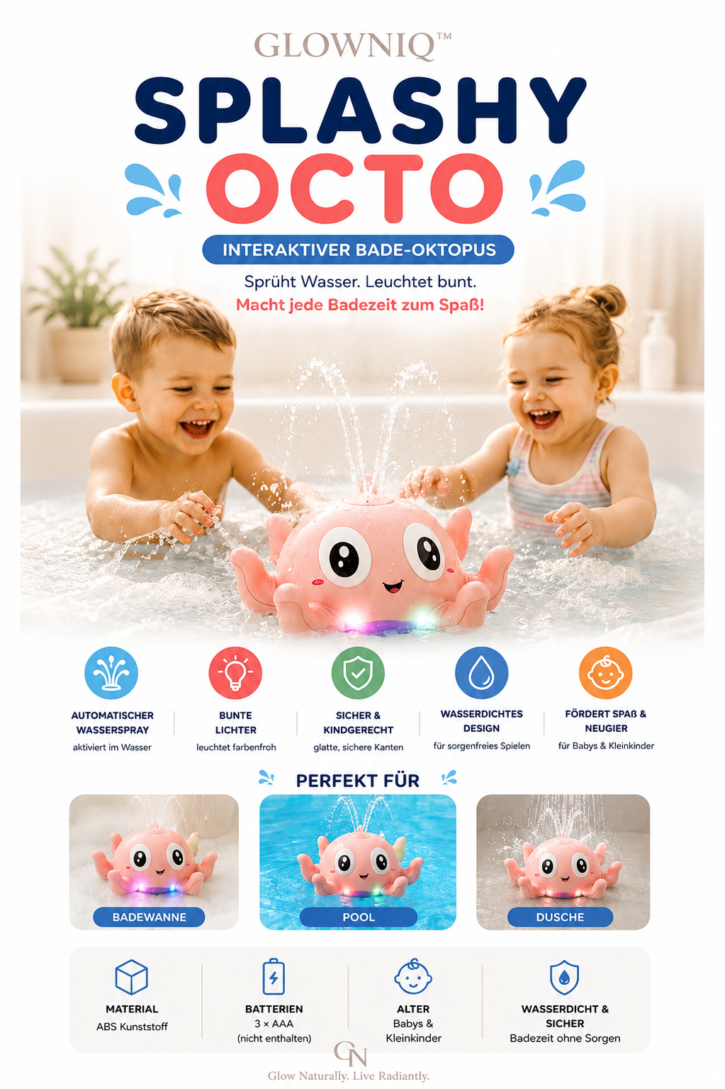 Glowniq™ Splashy Oktopus Badespielzeug