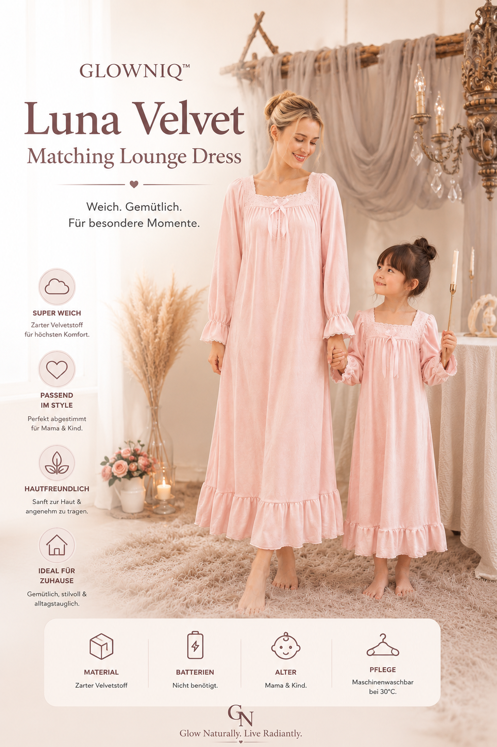 Glowniq™ Luna Velvet Lounge-Kleid im Partnerlook