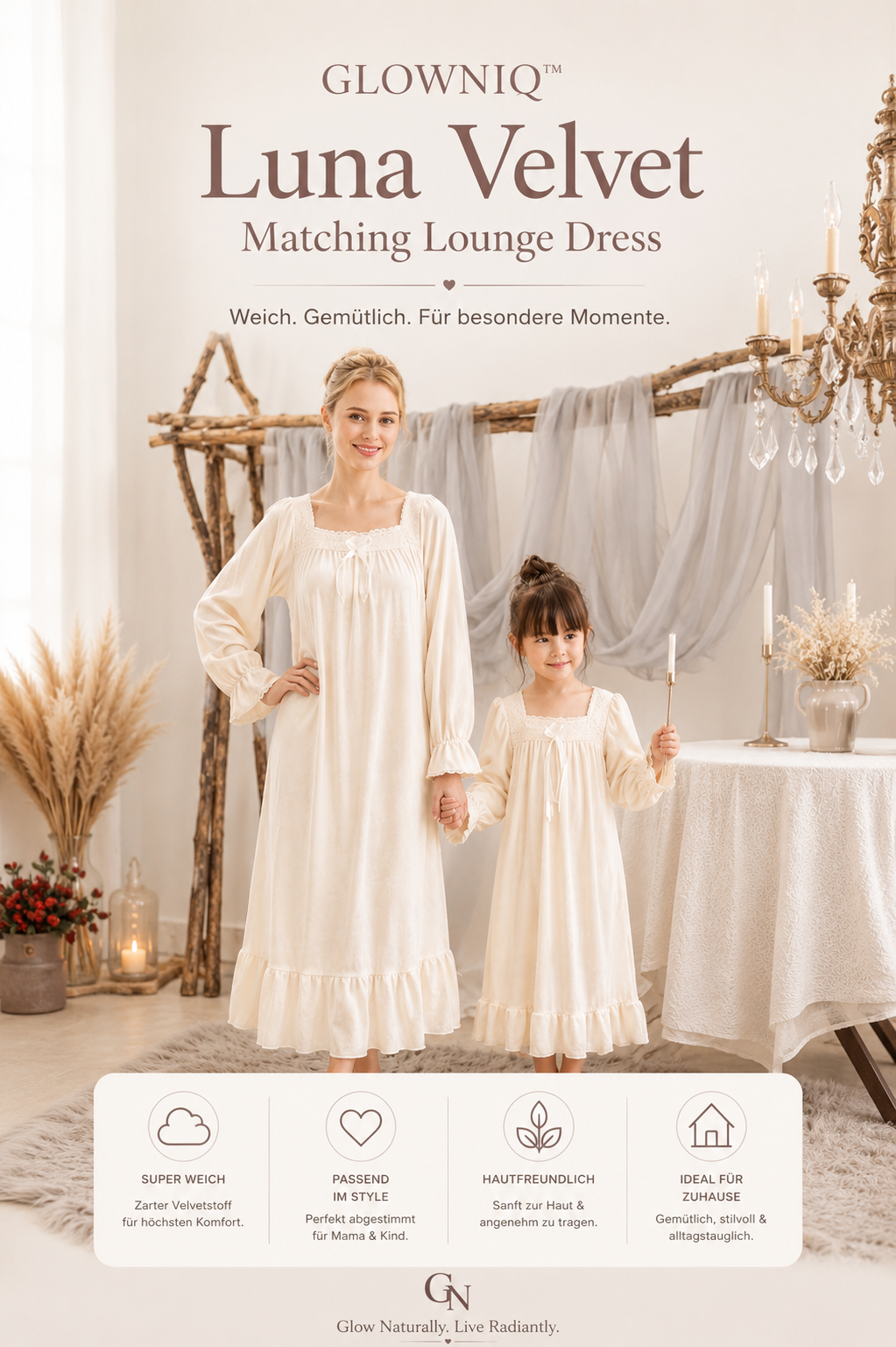 Glowniq™ Luna Velvet Lounge-Kleid im Partnerlook