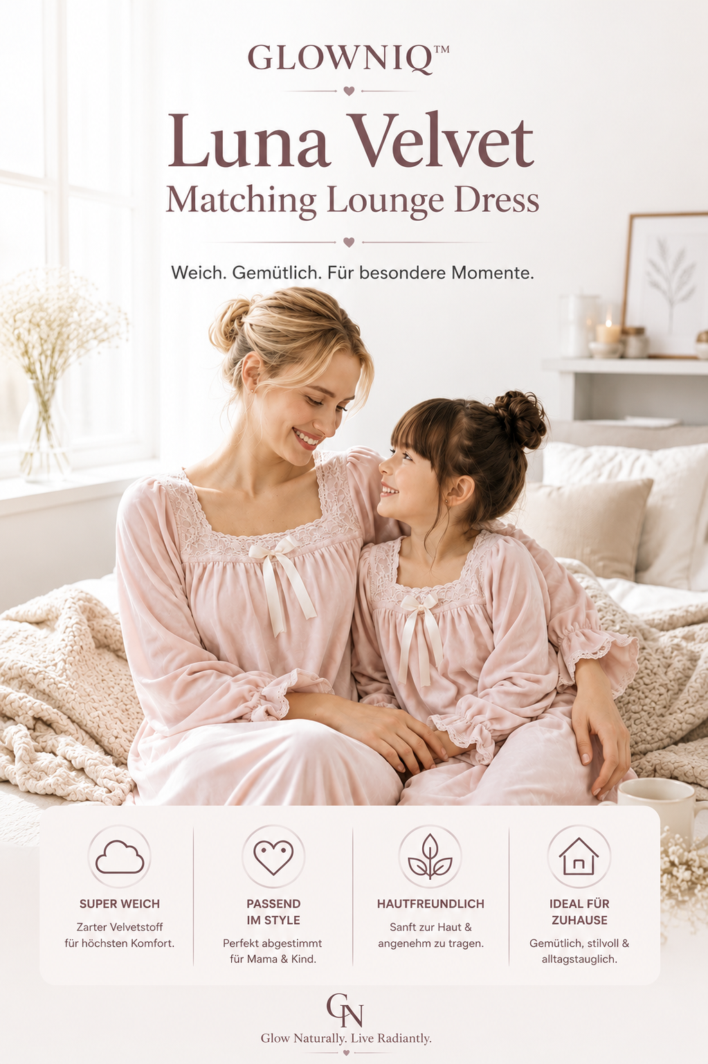 Glowniq™ Luna Velvet Lounge-Kleid im Partnerlook