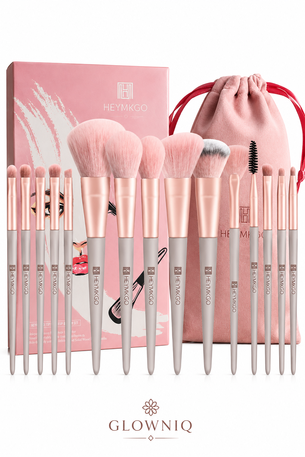 GLOWNIQ VelvetBlend™ Makeup Brush Set – 15-teiliges Luxus-Pinselset