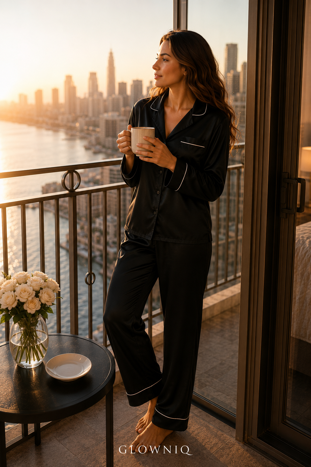 GLOWNIQ Noctelle™ Satin-Pyjama-Set