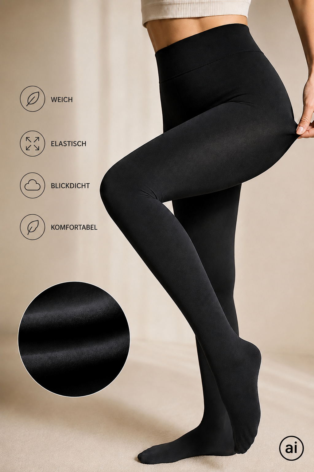 GLOWNIQ Thermelle Thermostrumpfhose mit Fleecefutter