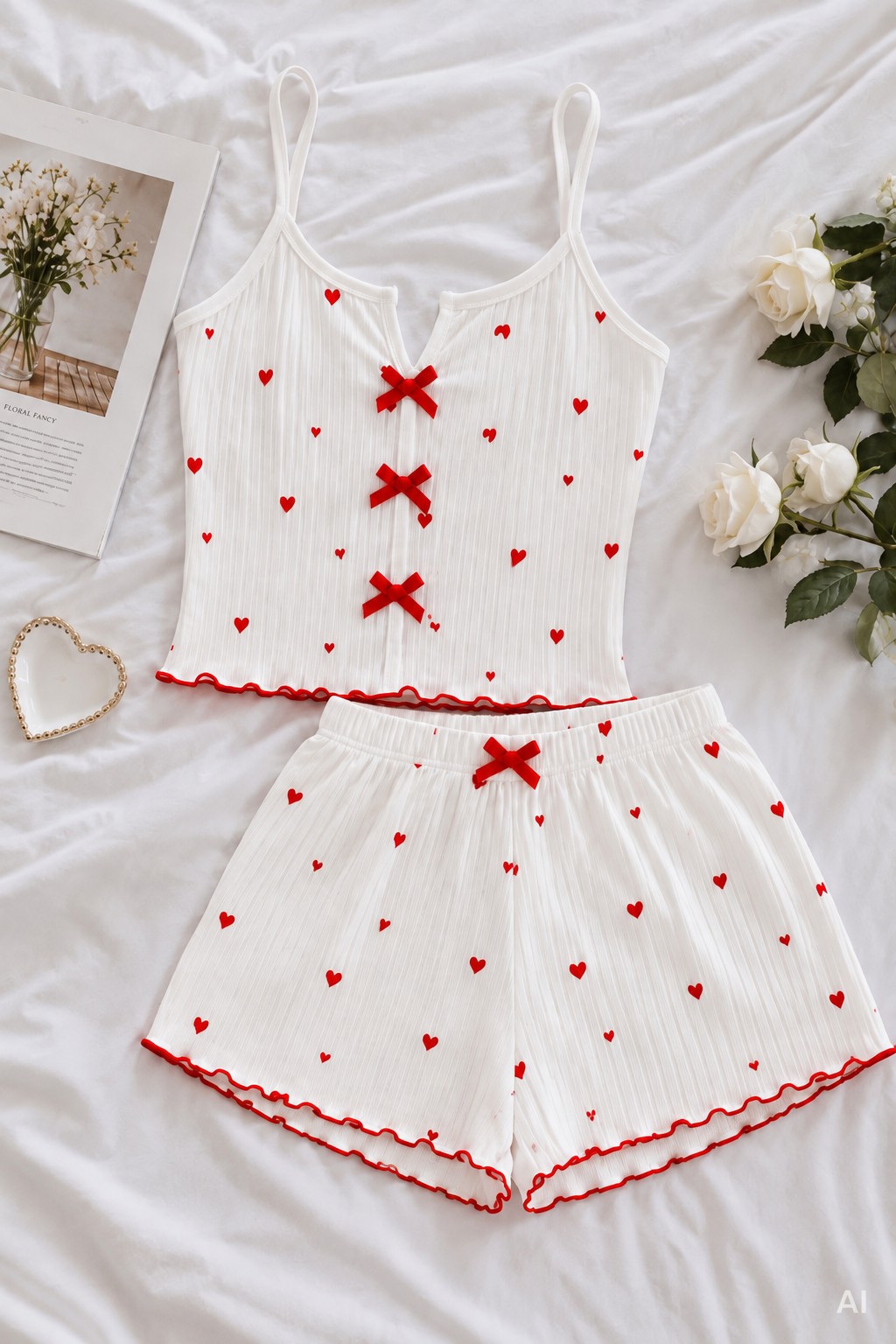 GLOWNIQ Amorette Heart-Print Pajama Set