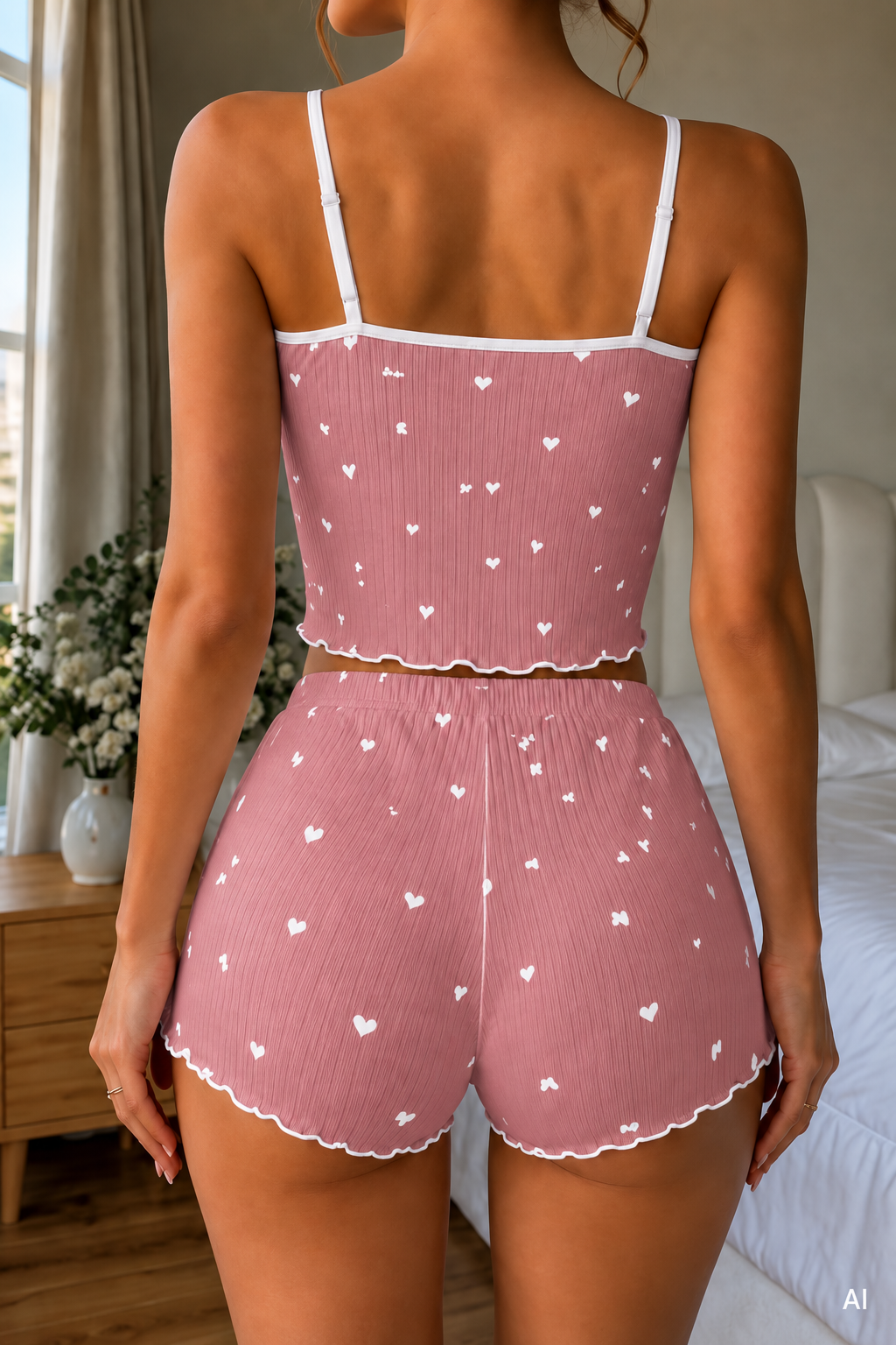 GLOWNIQ Amorette Heart-Print Pajama Set