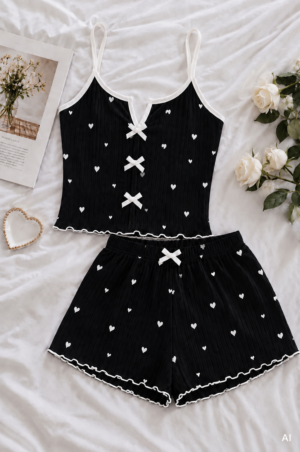 GLOWNIQ Amorette Heart-Print Pajama Set